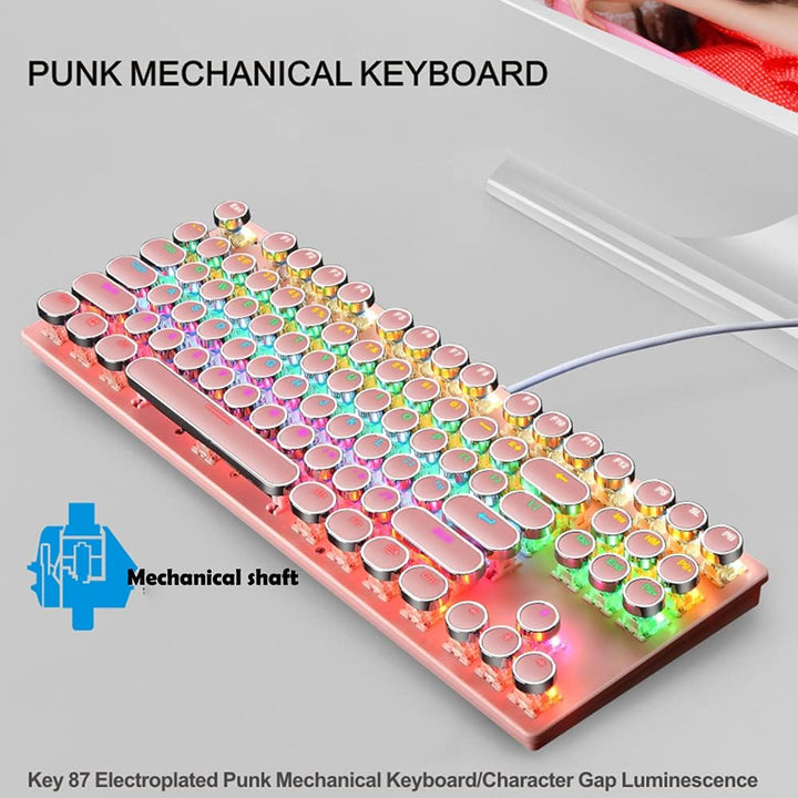 87-tastet mekanisk gaming tastatur RGB baggrundsbelyst blå kontakt