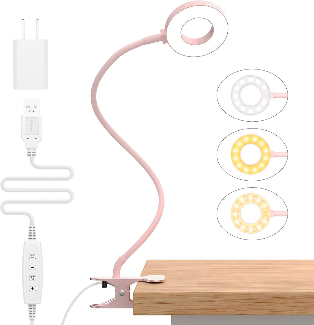 3 Farvemodi LED Bordklemplampe med & Fleksibel Gåsehals – Selvara