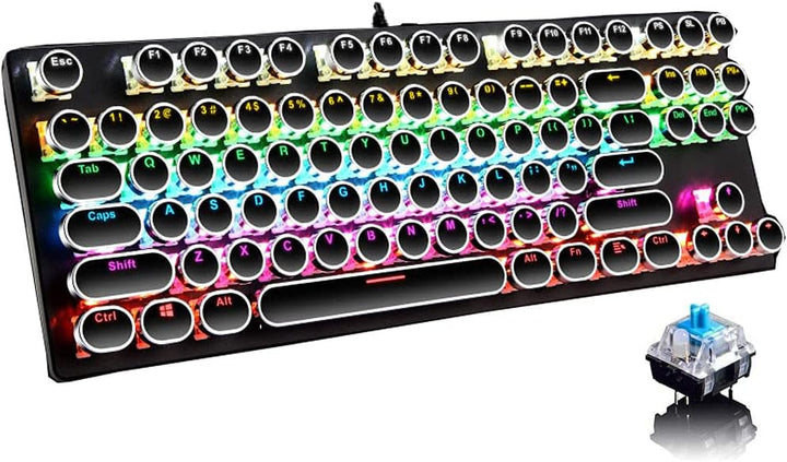 87-tastet mekanisk gaming tastatur RGB baggrundsbelyst blå kontakt