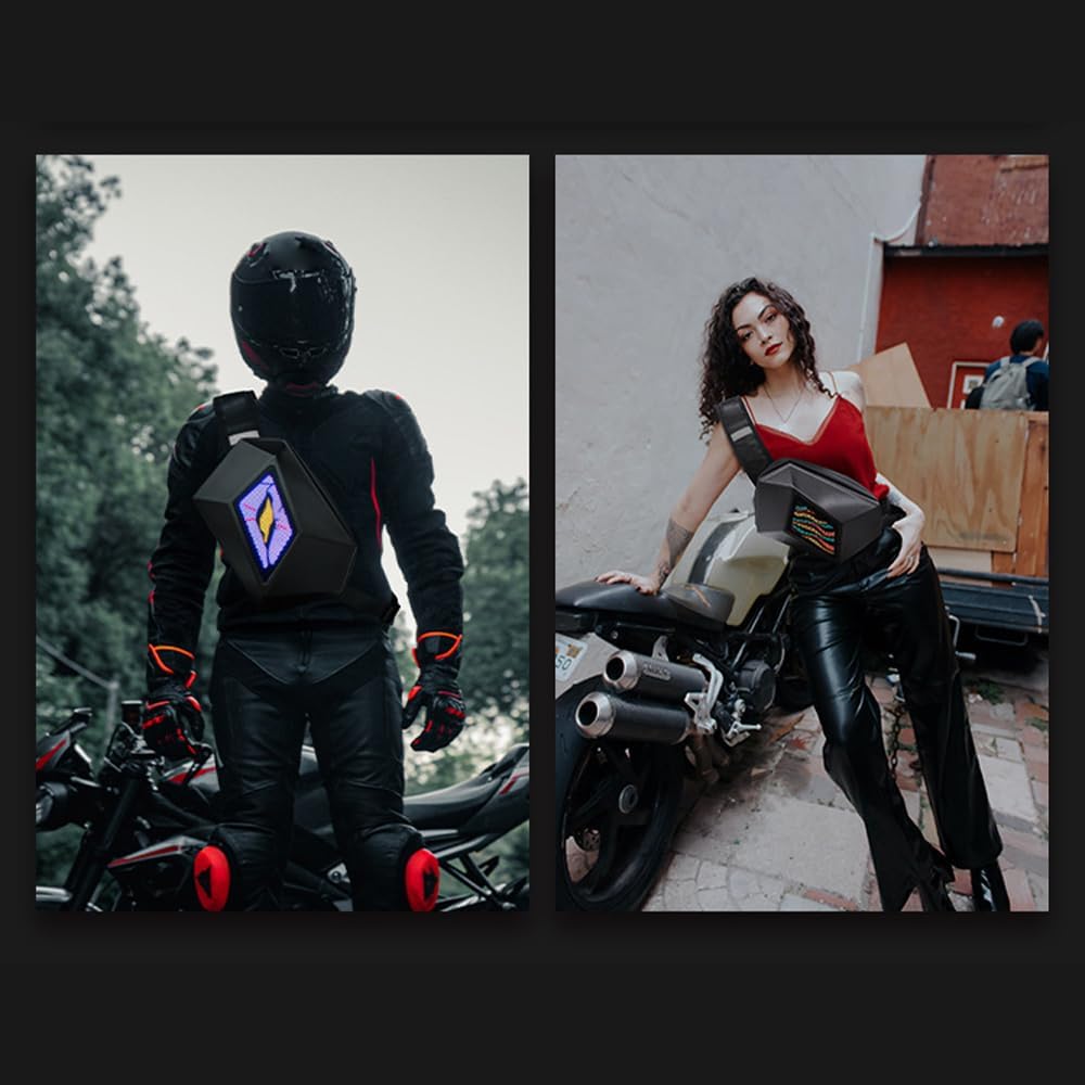 LED Motorcykel Crossbody Taske med Programmerbar Skærm – Nexora