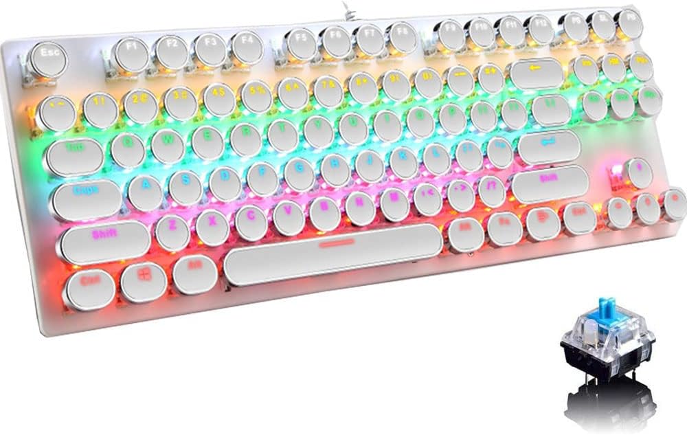 87-tastet mekanisk gaming tastatur RGB baggrundsbelyst blå kontakt