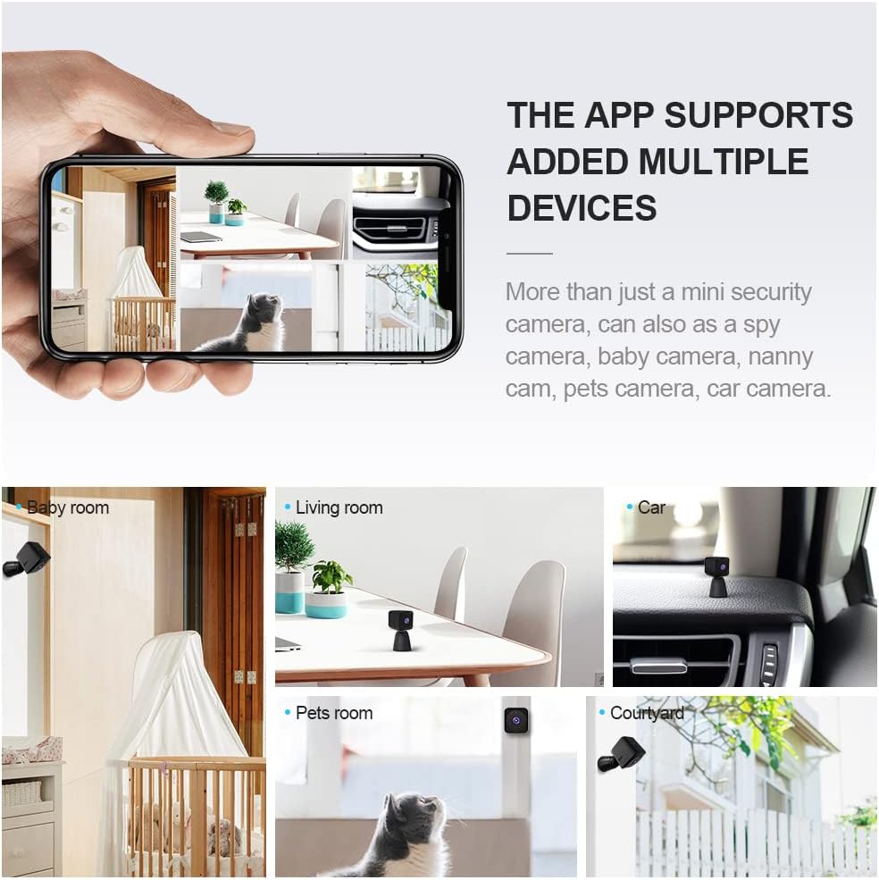 Mini sikkerhedskamera 4K WiFi skjult indendørs kamera med nattesyn