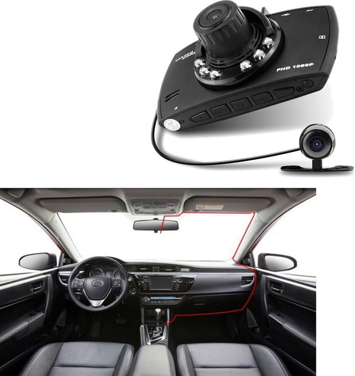 Dual Lens Car Dash Cam G30 2.7" LCD Full HD 1080P med G-Sensor