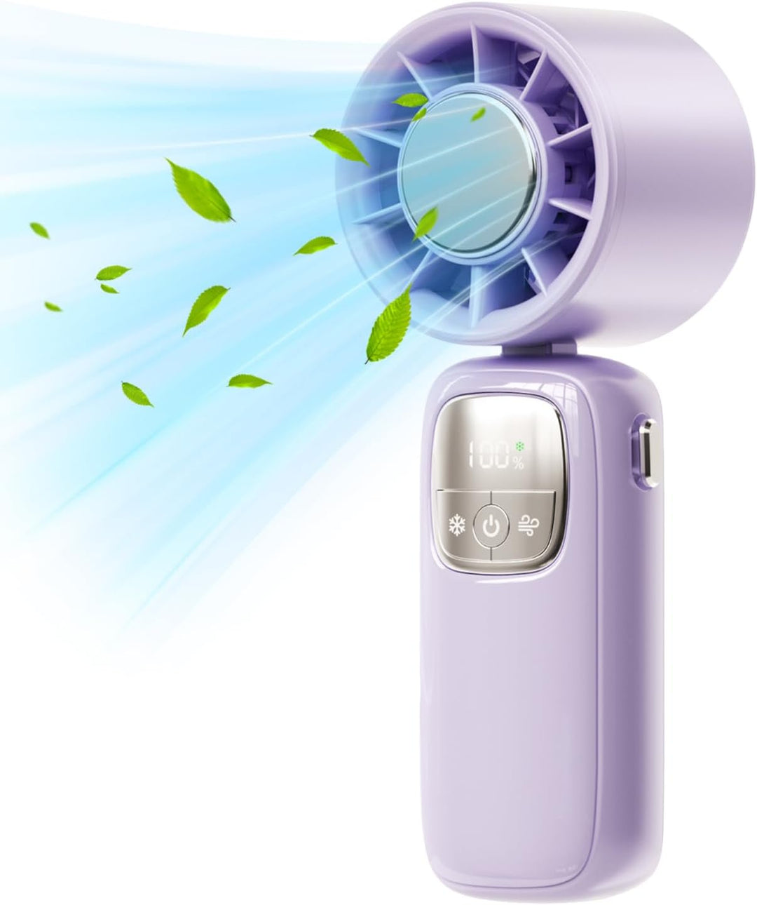 Bærbar sammenklappelig håndholdt ventilator med LED-skærm