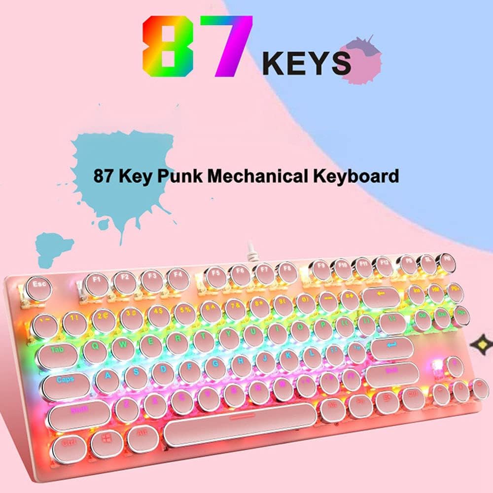 87-tastet mekanisk gaming tastatur RGB baggrundsbelyst blå kontakt