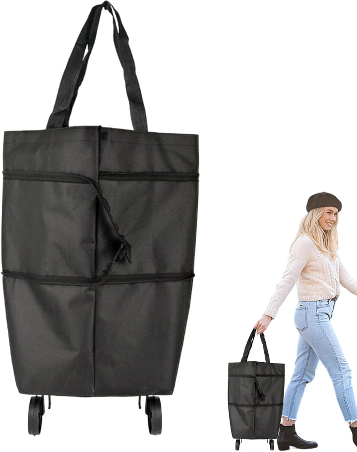 Stor kapacitet sammenklappelig indkøbsbag med hjul genanvendelig vogn tote- Veytra