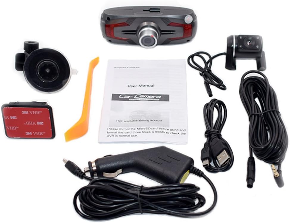 Dual Kamera Dash Cam 2,7" LCD med 170° Vidvinkel og Bagudsigtskamera