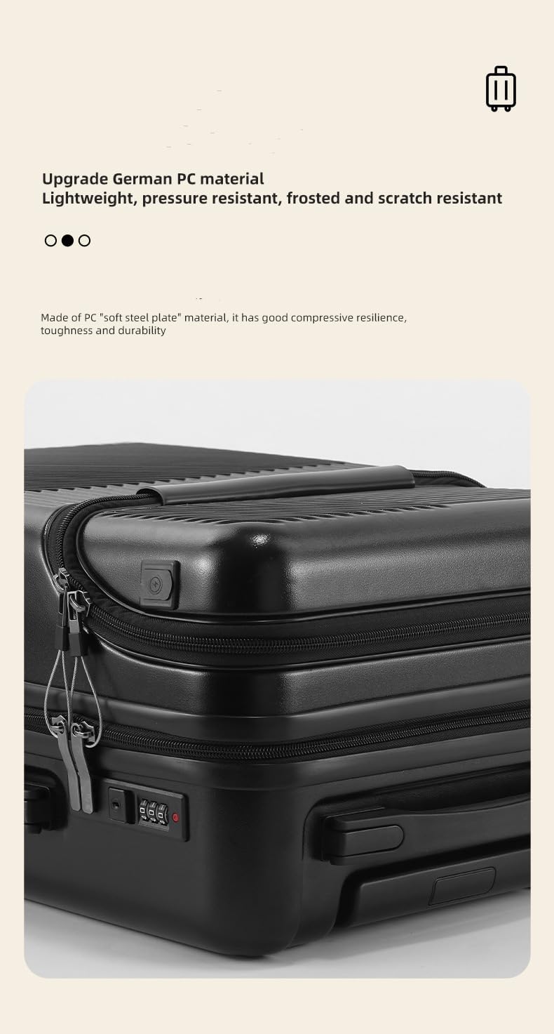 Håndbagage med hård skal, kopholder, USB-port og TSA-lås