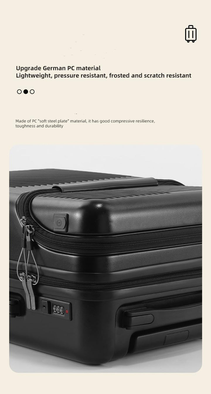 Håndbagage med hård skal, kopholder, USB-port og TSA-lås
