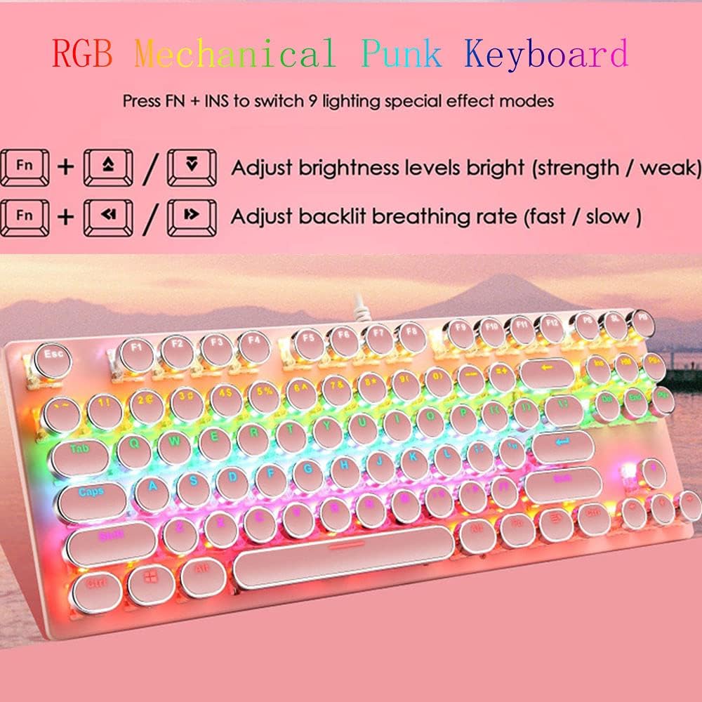 87-tastet mekanisk gaming tastatur RGB baggrundsbelyst blå kontakt