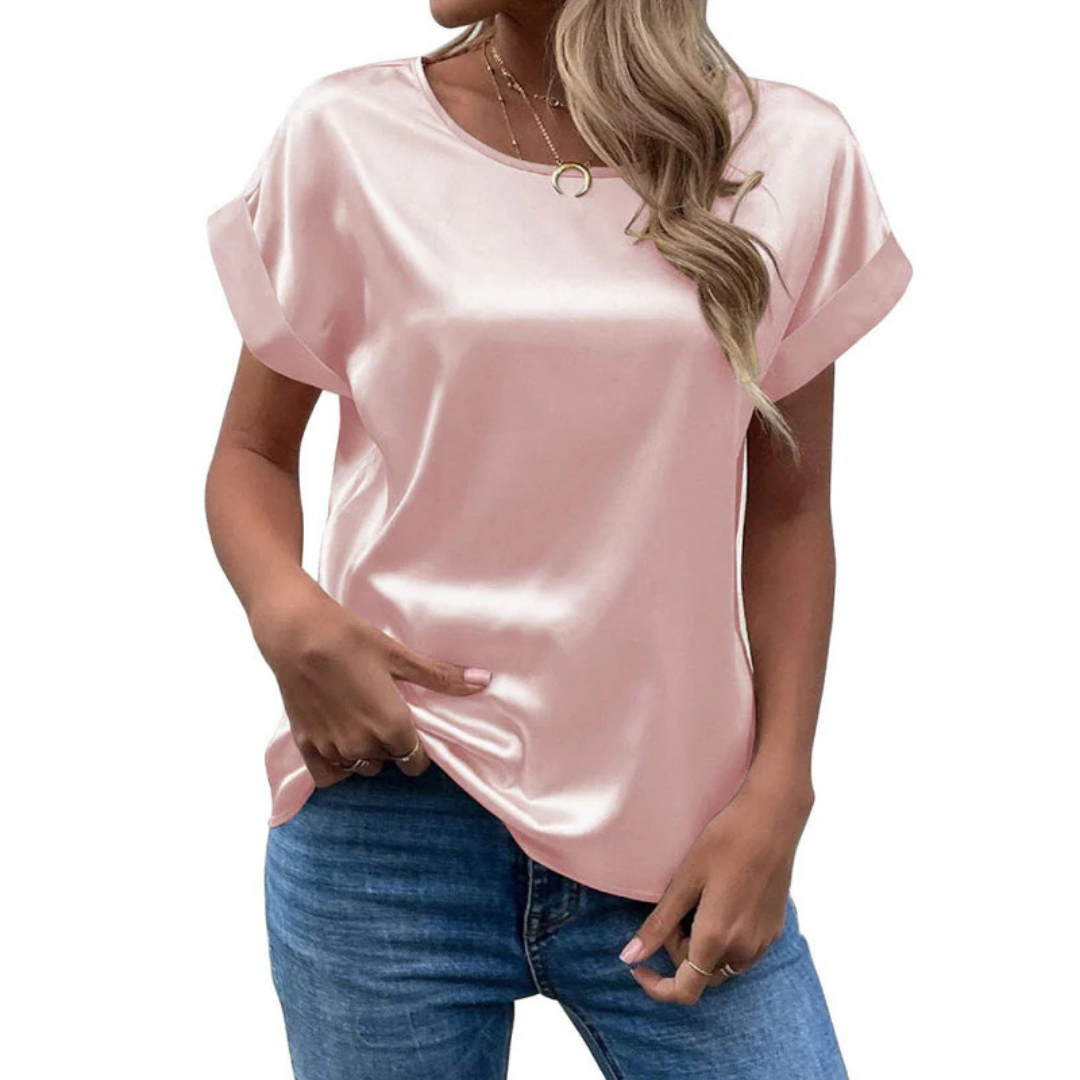 Satineret trend-T-shirt med løs pasform til damer – Leona