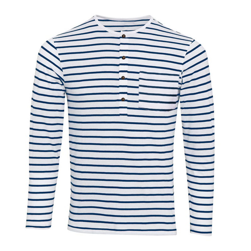 Stribet Henley-shirt med lange ærmer – Ewan