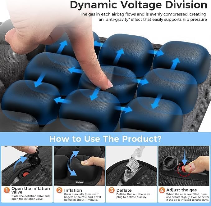 Oppustelig Rejseat Cushion med Ergonomisk Trykaflastning – AirComfort