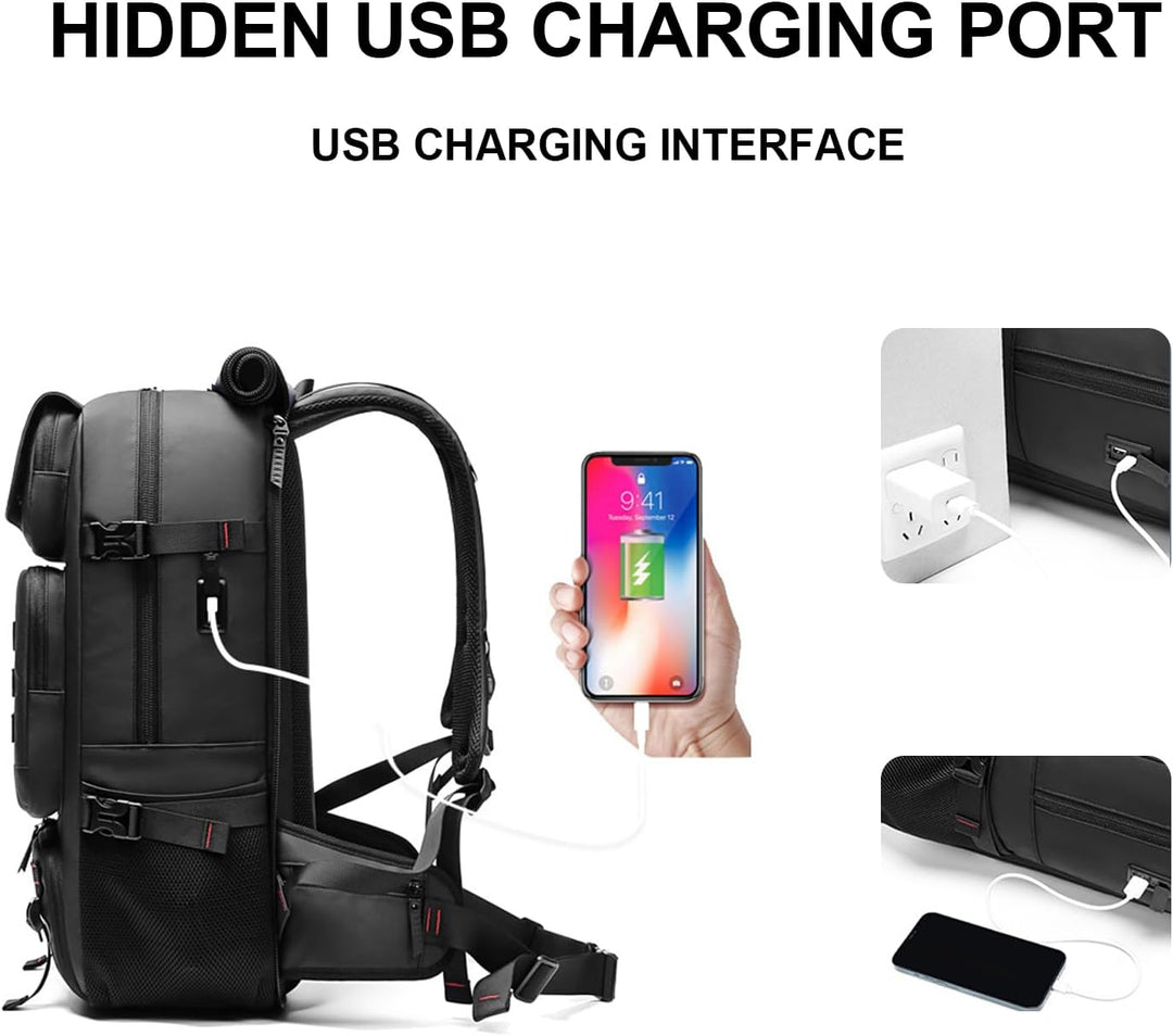50L vandtæt rejserygsæk med skofag og USB-port