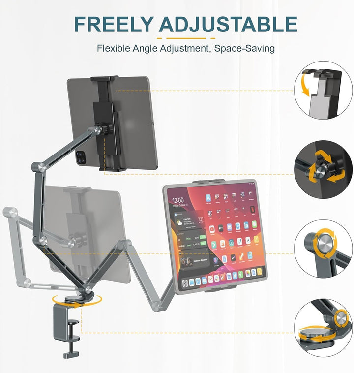 Justerbar aluminium tabletbordstativ med 360° rotation – Movaro