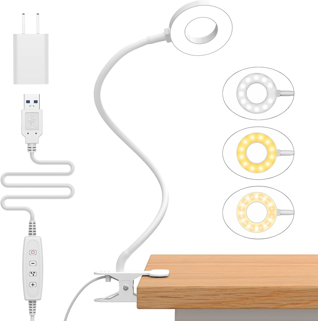 3 Farvemodi LED Bordklemplampe med & Fleksibel Gåsehals – Selvara