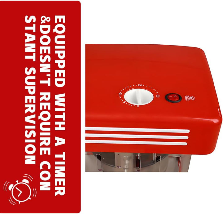 Retro Red Elektrisk Bord Popcornmaskine med Timer – Calvano