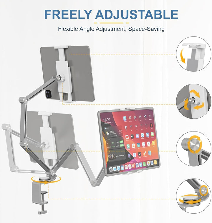 Justerbar aluminium tabletbordstativ med 360° rotation – Movaro