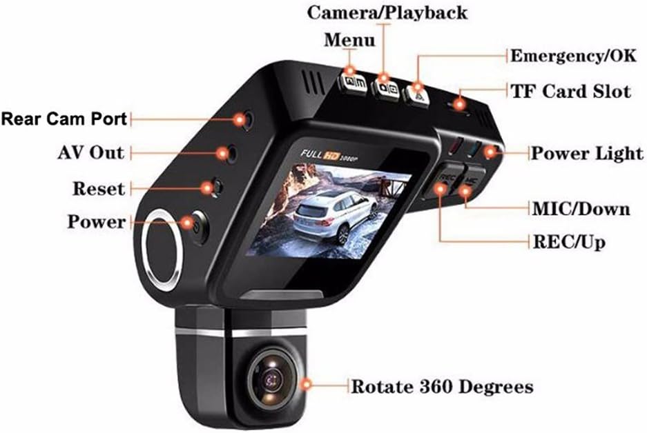 WiFi Hidden Dash Cam 1080P med 170° vidvinkel og G-sensor