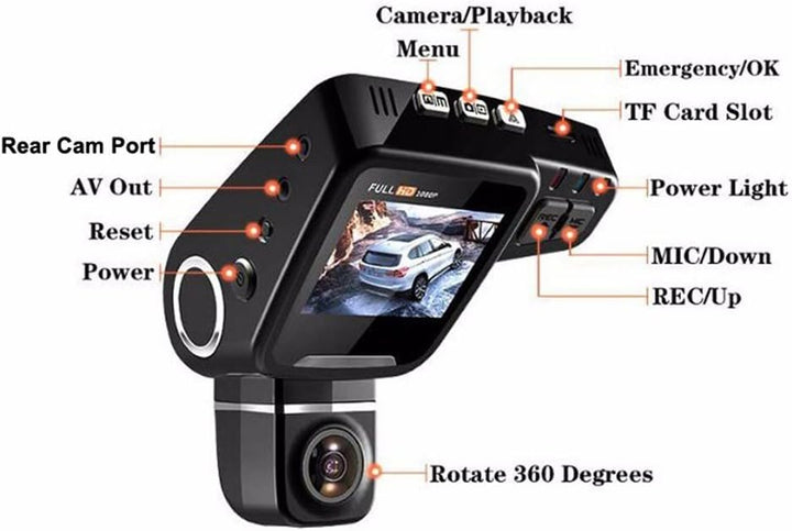 WiFi Hidden Dash Cam 1080P med 170° vidvinkel og G-sensor