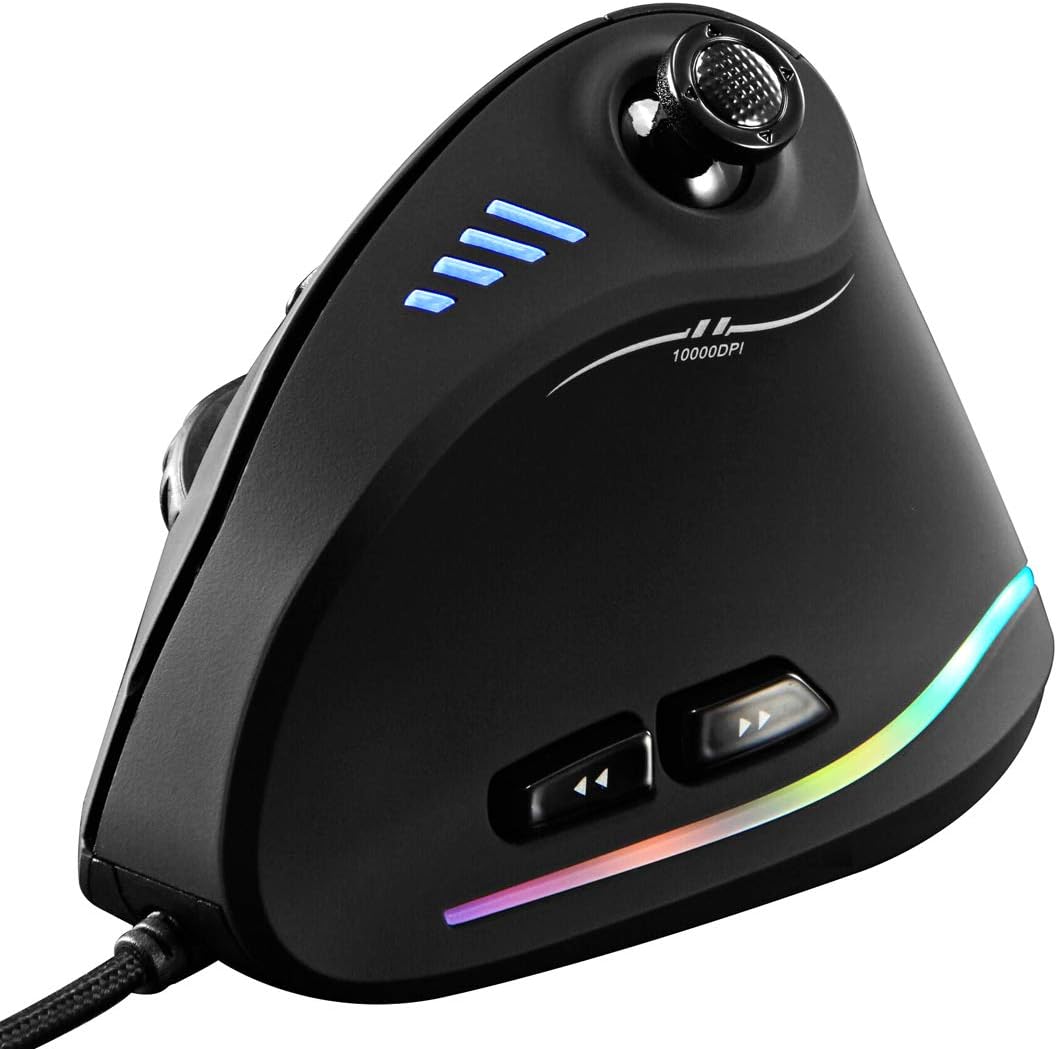 Vertikal RGB gamingmus med joystick og 11 programmerbare knapper – Kryvos
