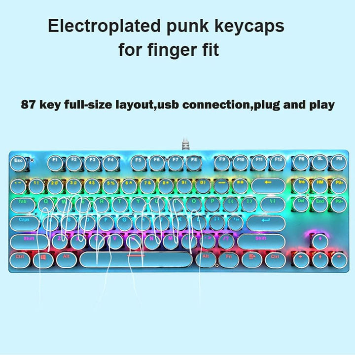 87-tastet mekanisk gaming tastatur RGB baggrundsbelyst blå kontakt