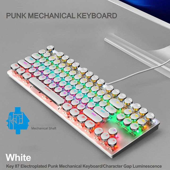 87-tastet mekanisk gaming tastatur RGB baggrundsbelyst blå kontakt