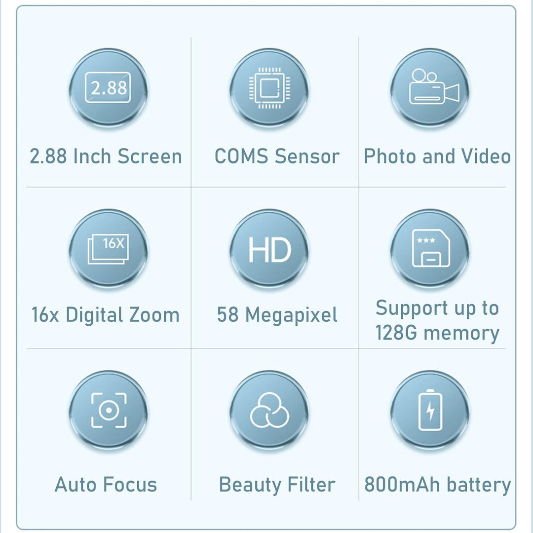4K kompakt digitalkamera med 58 MP fotos og 16X zoom – Lumora