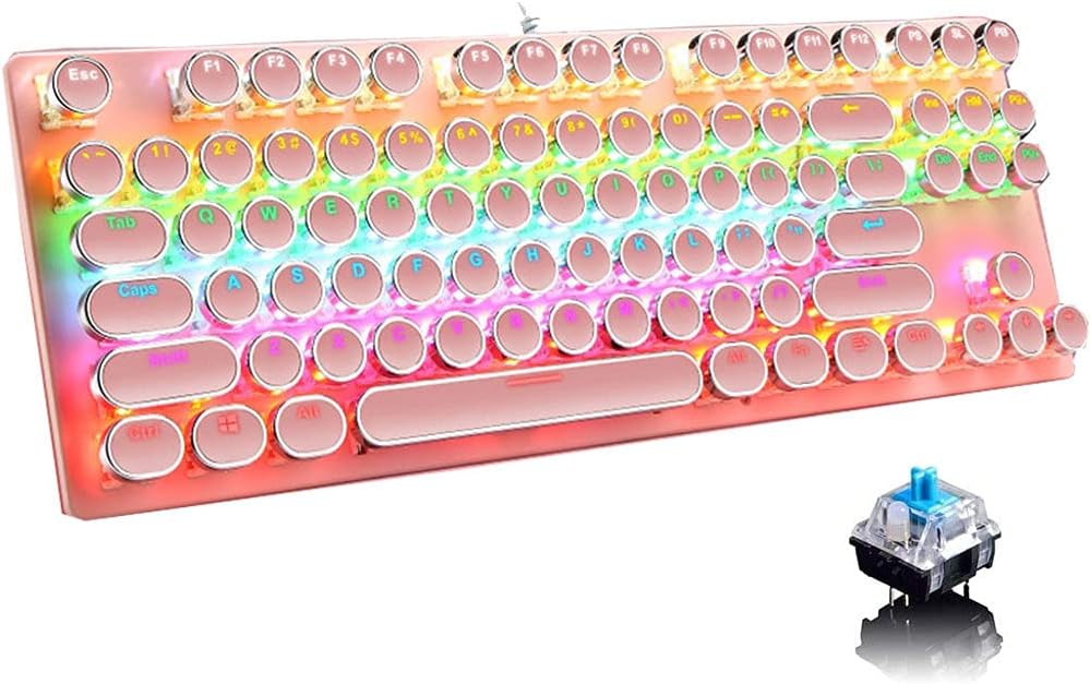 87-tastet mekanisk gaming tastatur RGB baggrundsbelyst blå kontakt