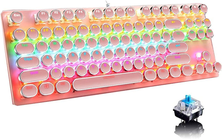 87-tastet mekanisk gaming tastatur RGB baggrundsbelyst blå kontakt