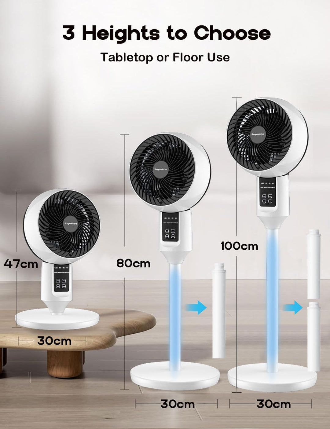 Justerbar søjleventilator med 3D oscillation – Aerion