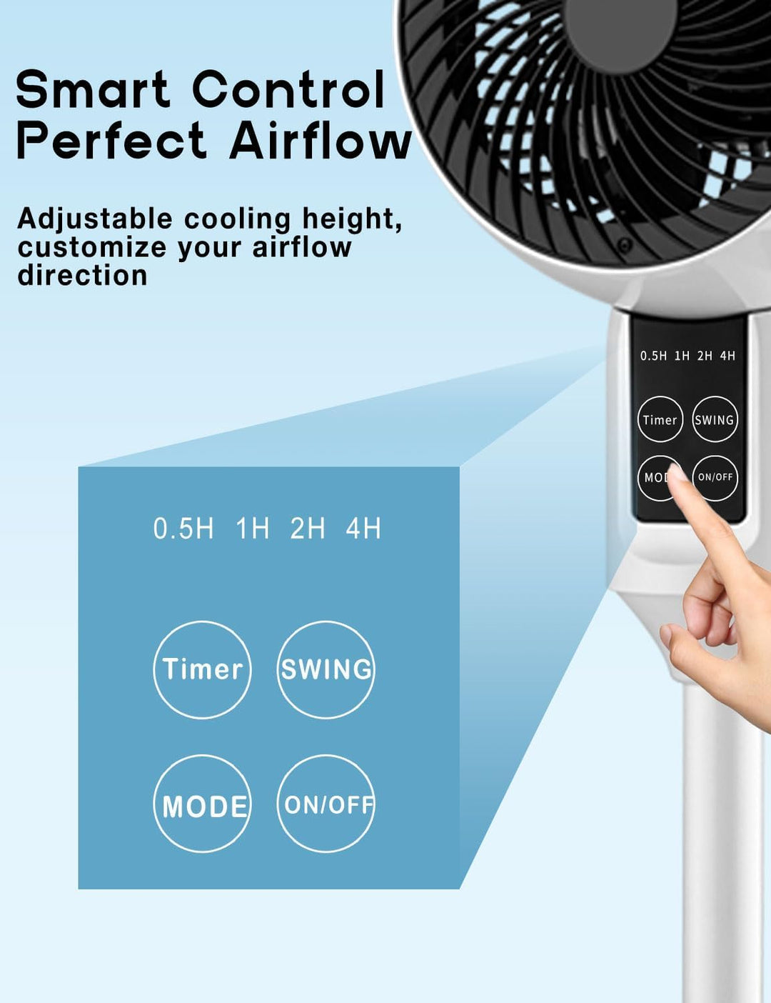 Justerbar søjleventilator med 3D oscillation – Aerion