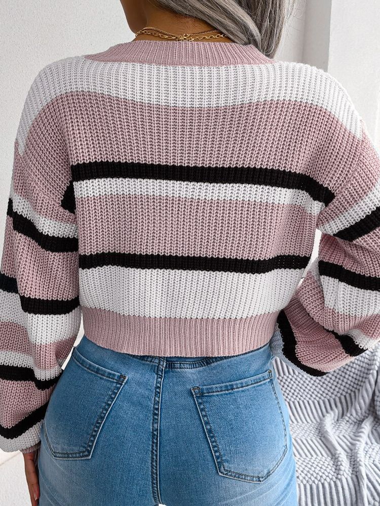 Stribet Cropped Trøje - Emory