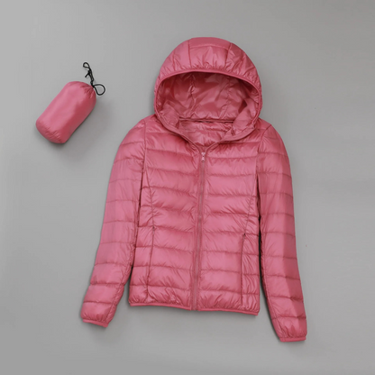 Ultralet dames vinter quilted jakke med hætte – Elara