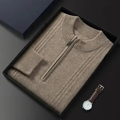 Varm casual herresweater med halv lynlås - Logan