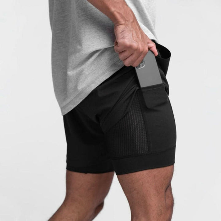 2-i-1 herre sportsshorts, åndbare med indershorts til træning - Noah