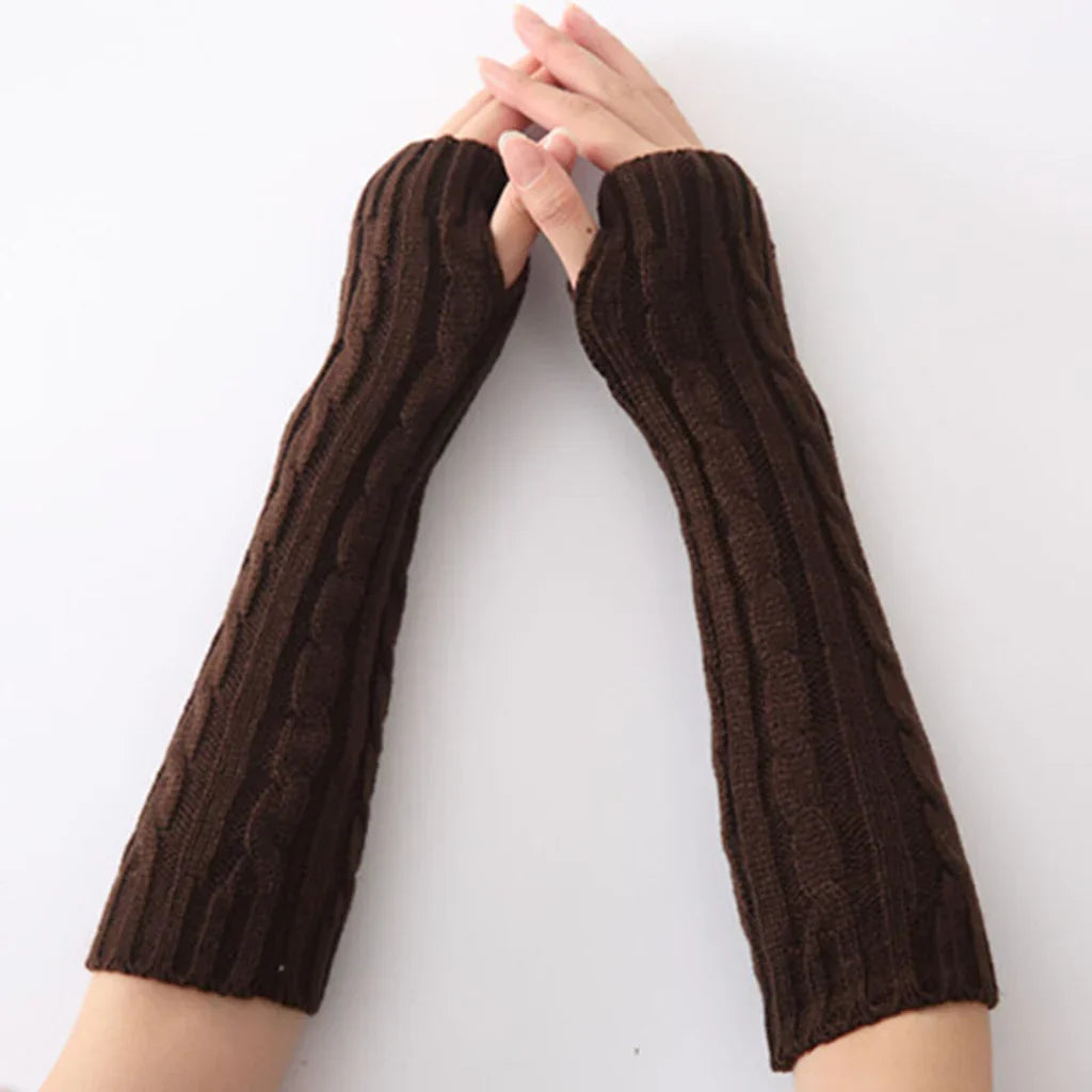 Lange fingerløse strikkede handsker - FlexiWarm