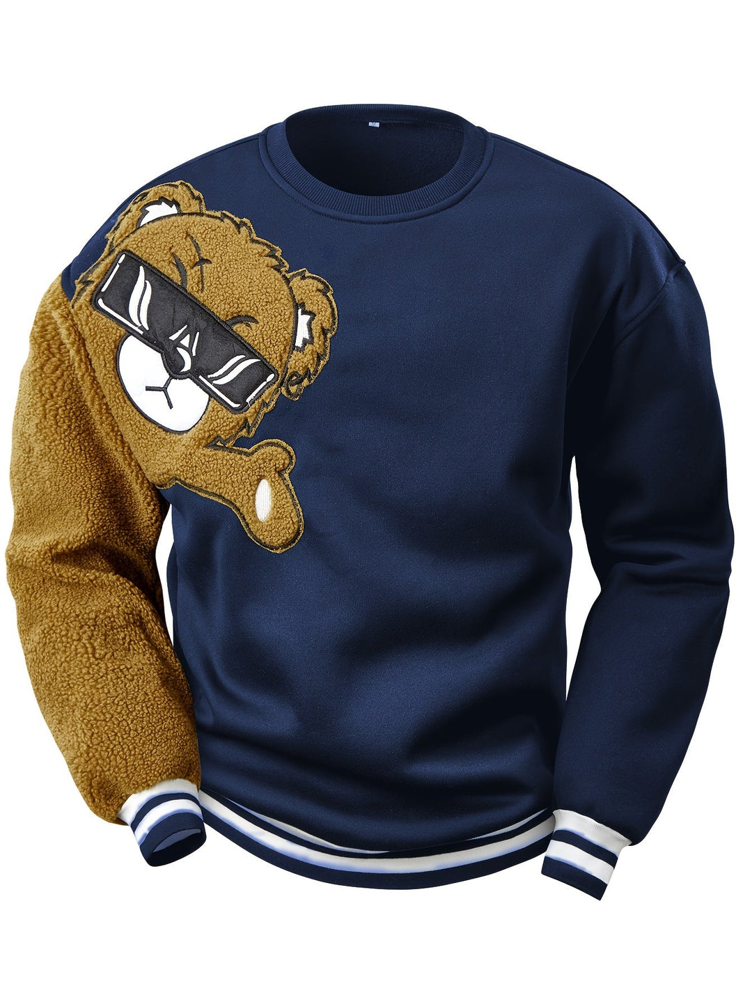 Herre-sweatshirt med broderet tegneseriebamse - Jasper