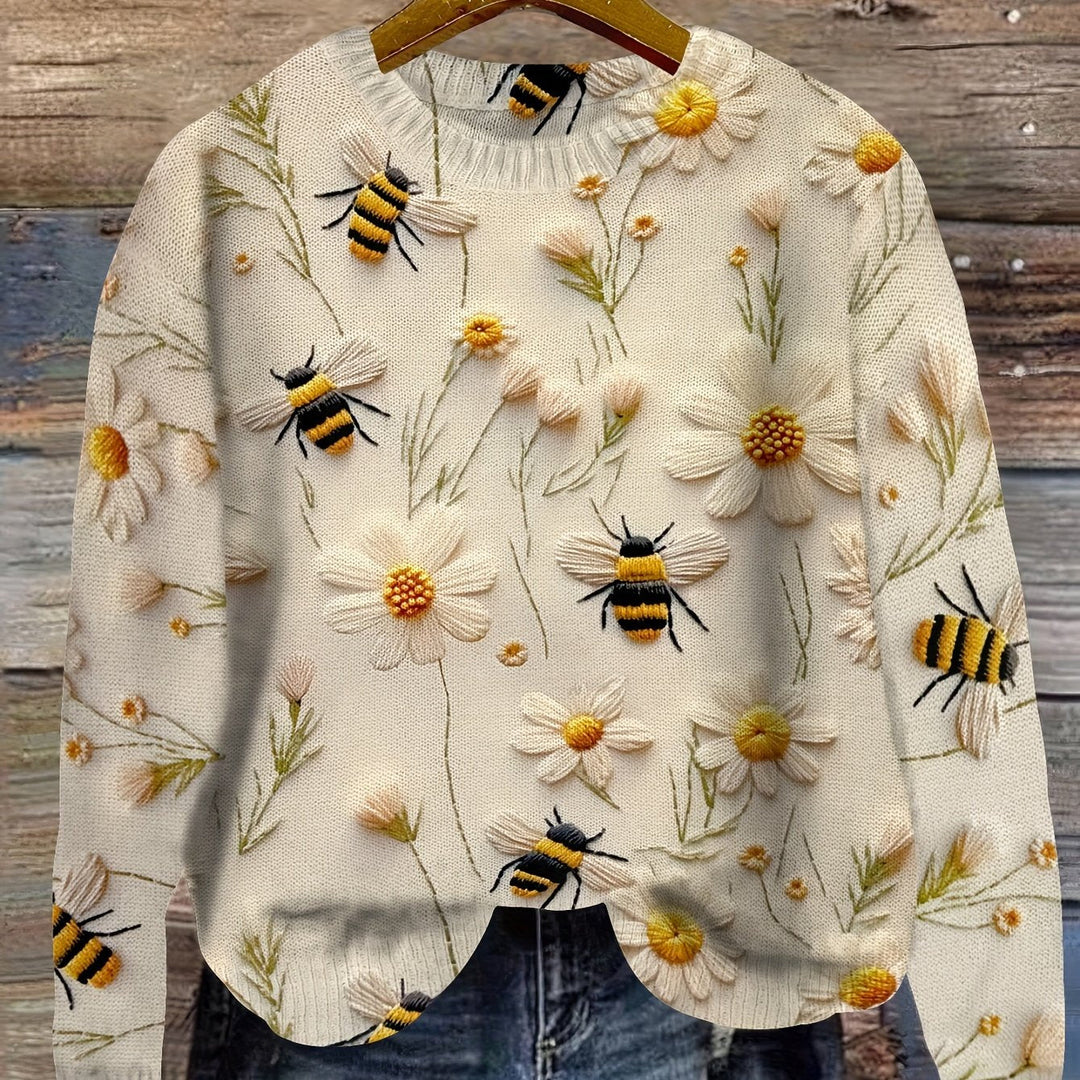 Trendy damesweater med bimønster - Sophie