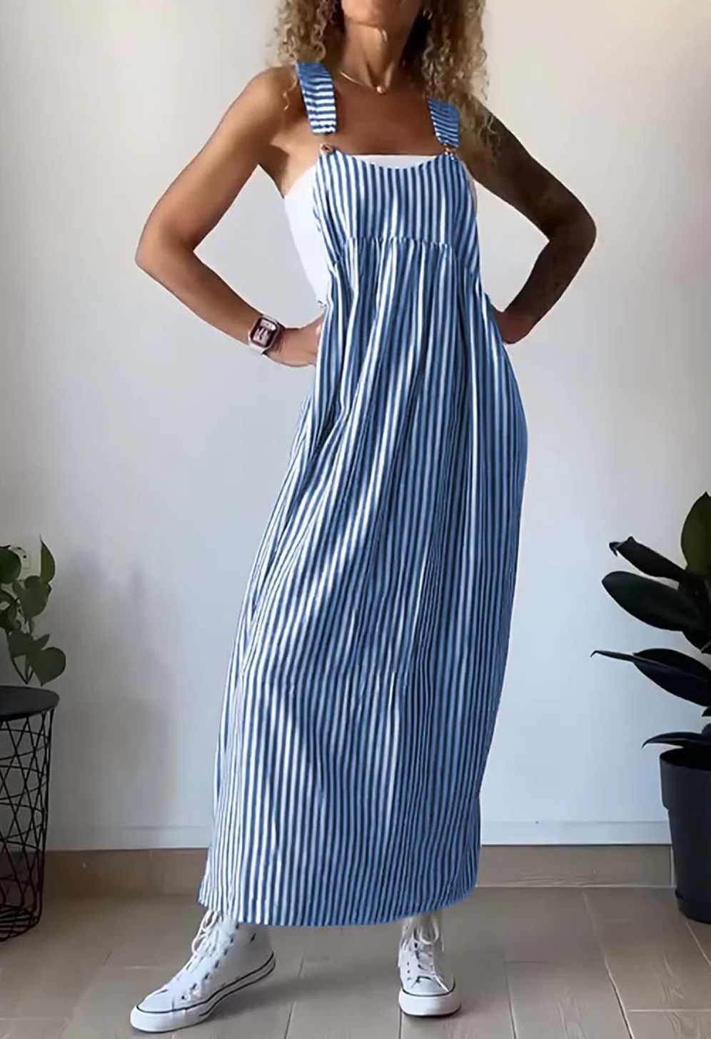 Stilfuld stribet casual-jumpsuit med komfortpasform – Liana