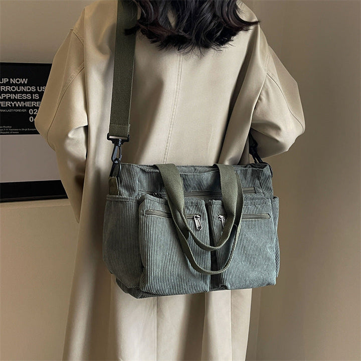 Trendy ribfløjl skuldertaske - VelvetVogue