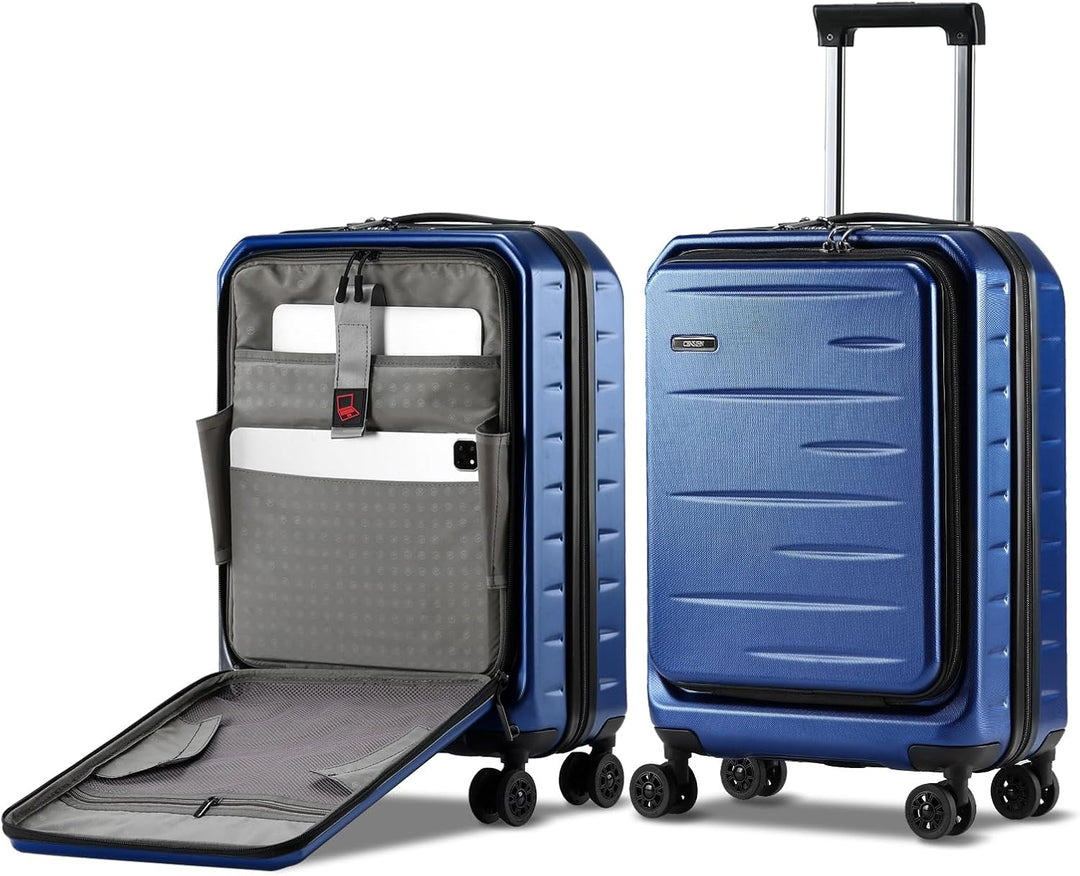 Udvidelig hardshell-kuffert med frontlomme og TSA-lås