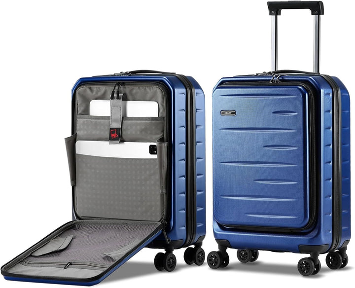 Udvidelig hardshell-kuffert med frontlomme og TSA-lås