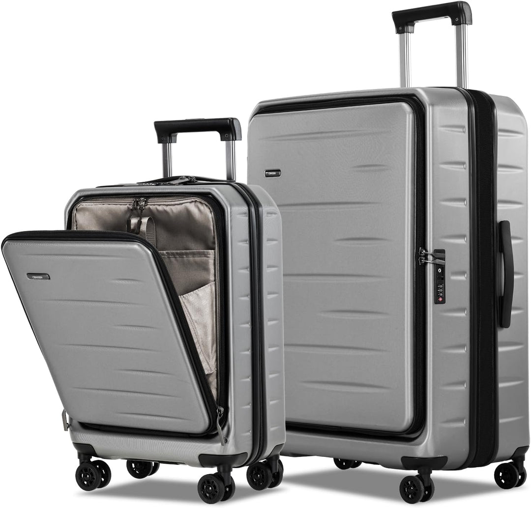 Udvidelig hardshell-kuffert med frontlomme og TSA-lås