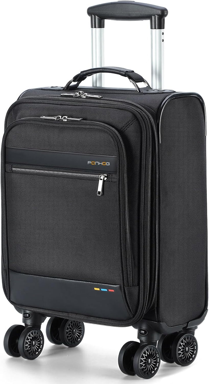 Udtrækbar håndbagage til under sædet med spinnerhjul og laptoprum.