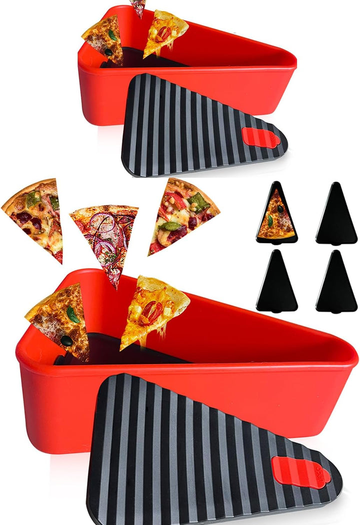 Genanvendelig pizzaopbevaringsbeholder med 2 skuffer – SliceSafe (1+1 GRATIS)