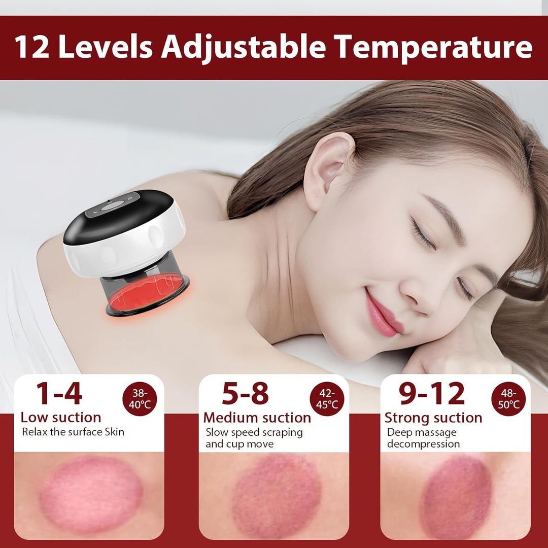 Smart infrarød cupping-massager med 12 terapiniveauer og fjernbetjening – Auryon