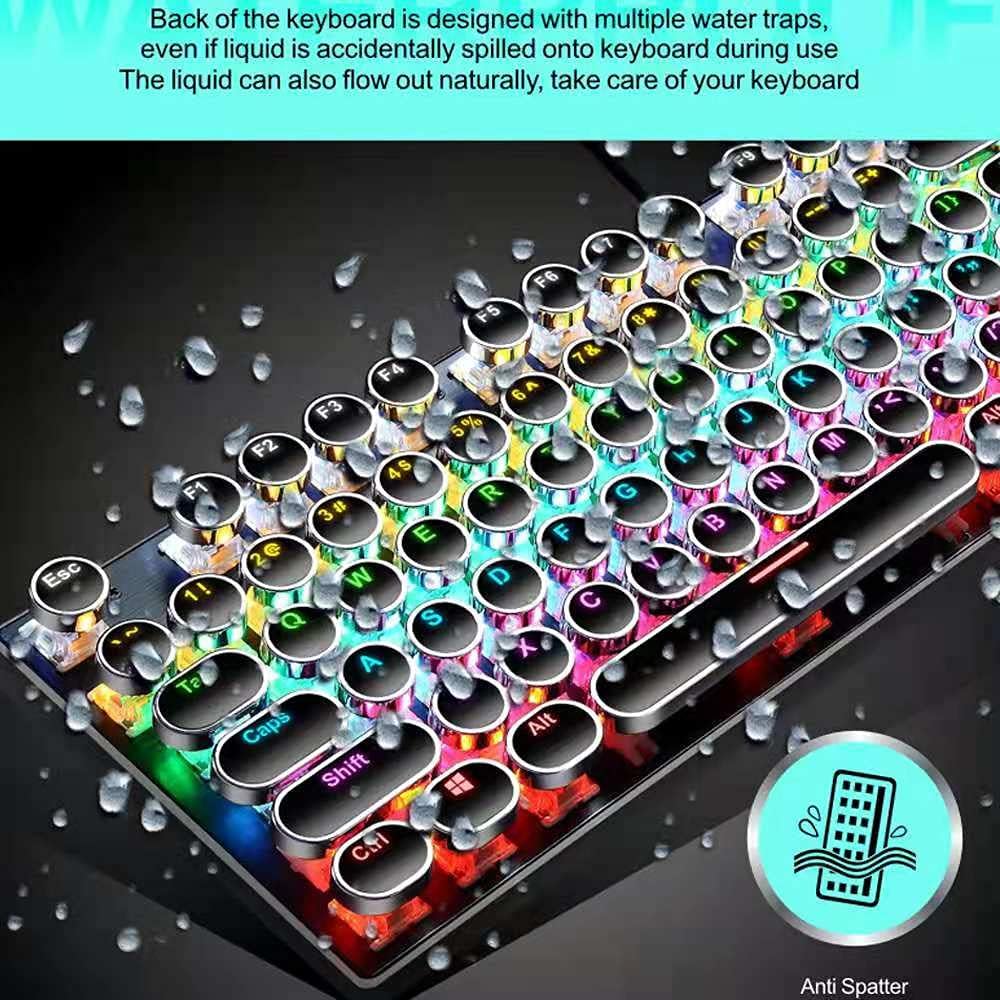 87-tastet mekanisk gaming tastatur RGB baggrundsbelyst blå kontakt