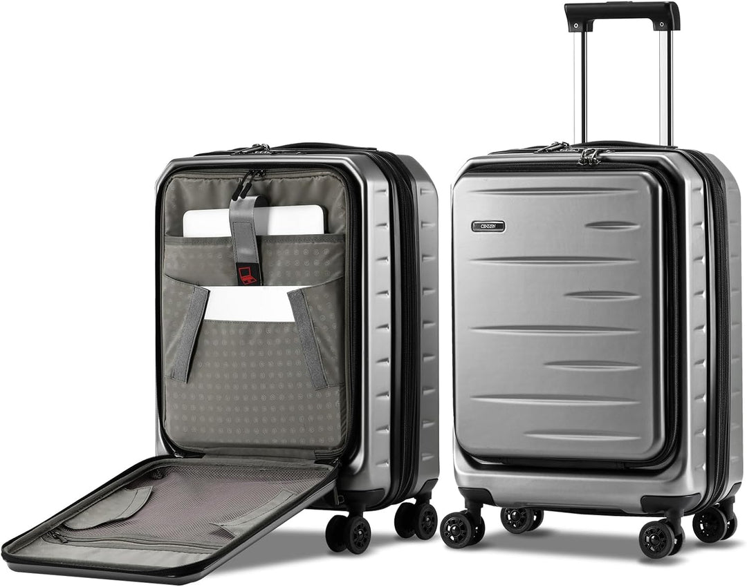 Udvidelig hardshell-kuffert med frontlomme og TSA-lås