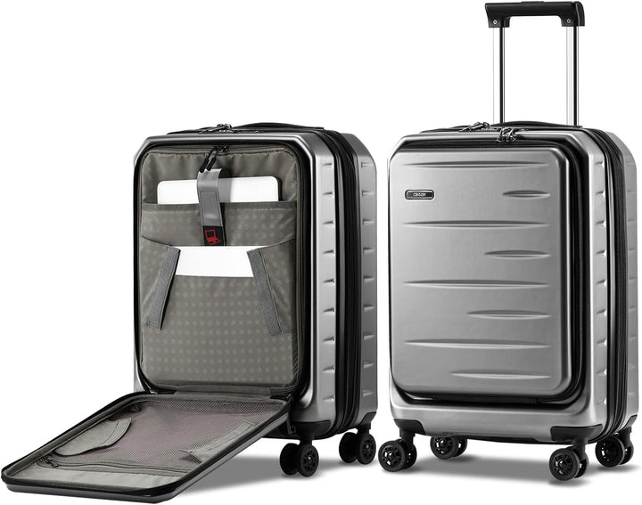 Udvidelig hardshell-kuffert med frontlomme og TSA-lås